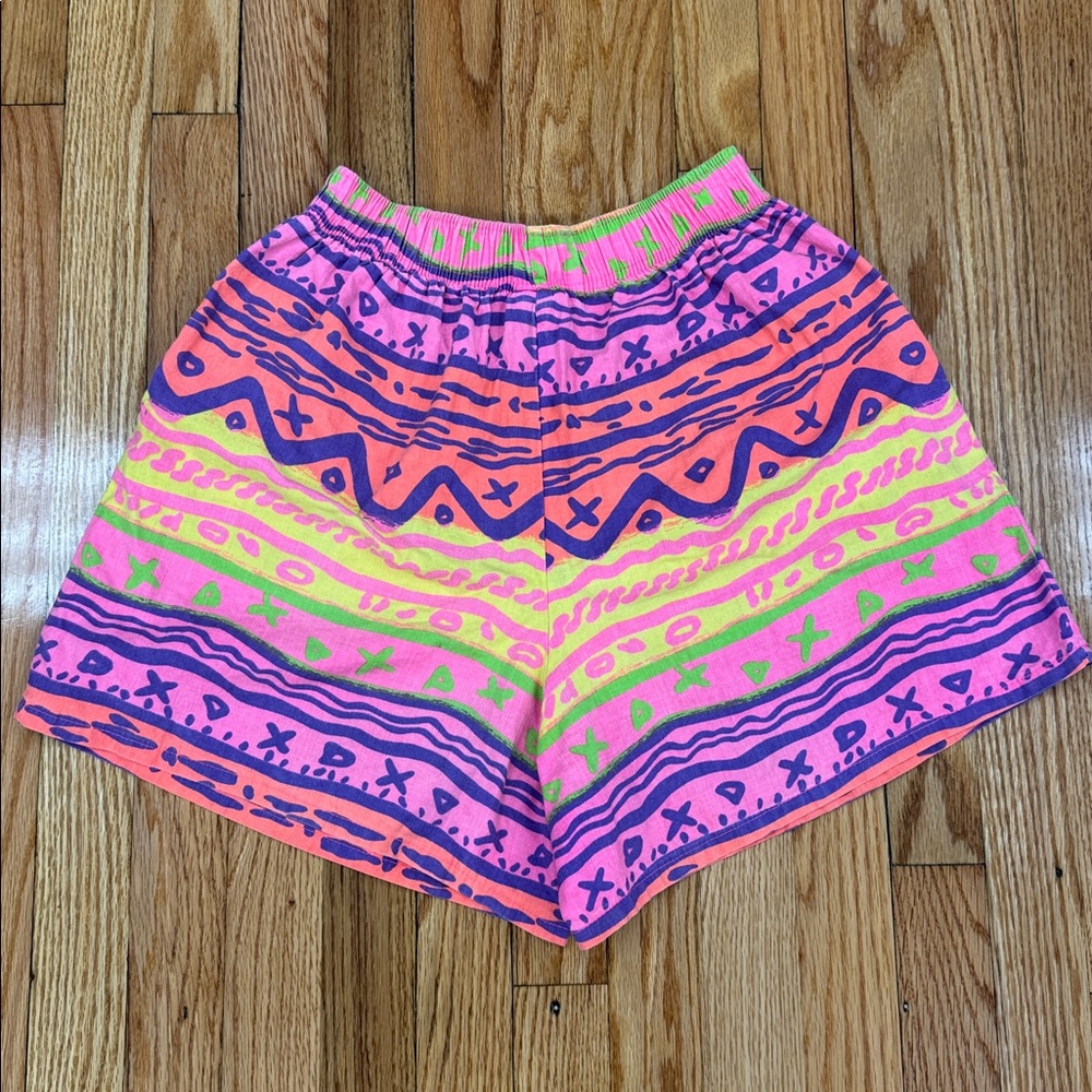 Vintage Ocean Pacific Neon Geometric Design Surf Shorts 80’s - Picture 2 of 16